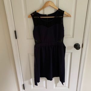 Navy dress with black lace. Ties in the back